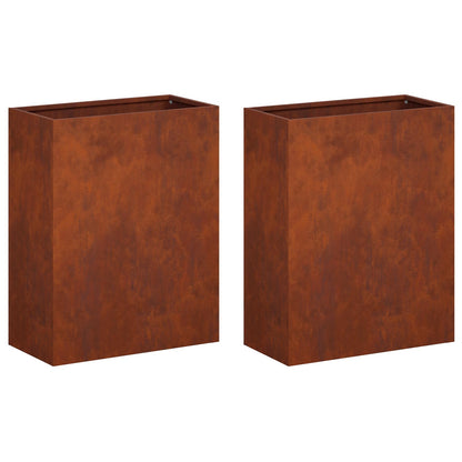 Garden Planter 2 pcs Rusty 40 x 20 x 50 cm Weathering Steel