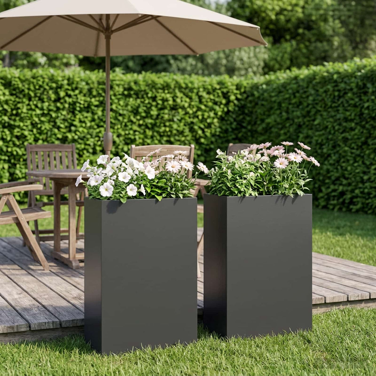 Garden Planter 2 pcs Black 40 x 20 x 75 cm Cold-rolled Steel