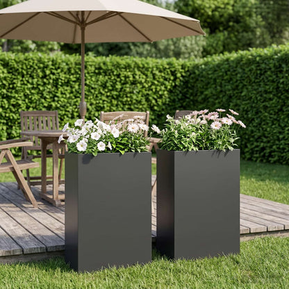 Garden Planter 2 pcs Black 40 x 20 x 75 cm Cold-rolled Steel