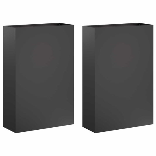 Garden Planter 2 pcs Black 40 x 20 x 75 cm Cold-rolled Steel