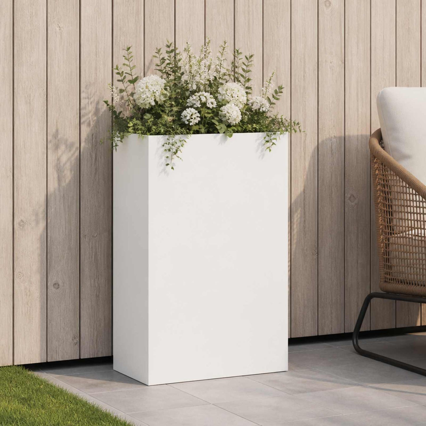 Garden Planter White 40 x 20 x 75 cm Cold-rolled Steel
