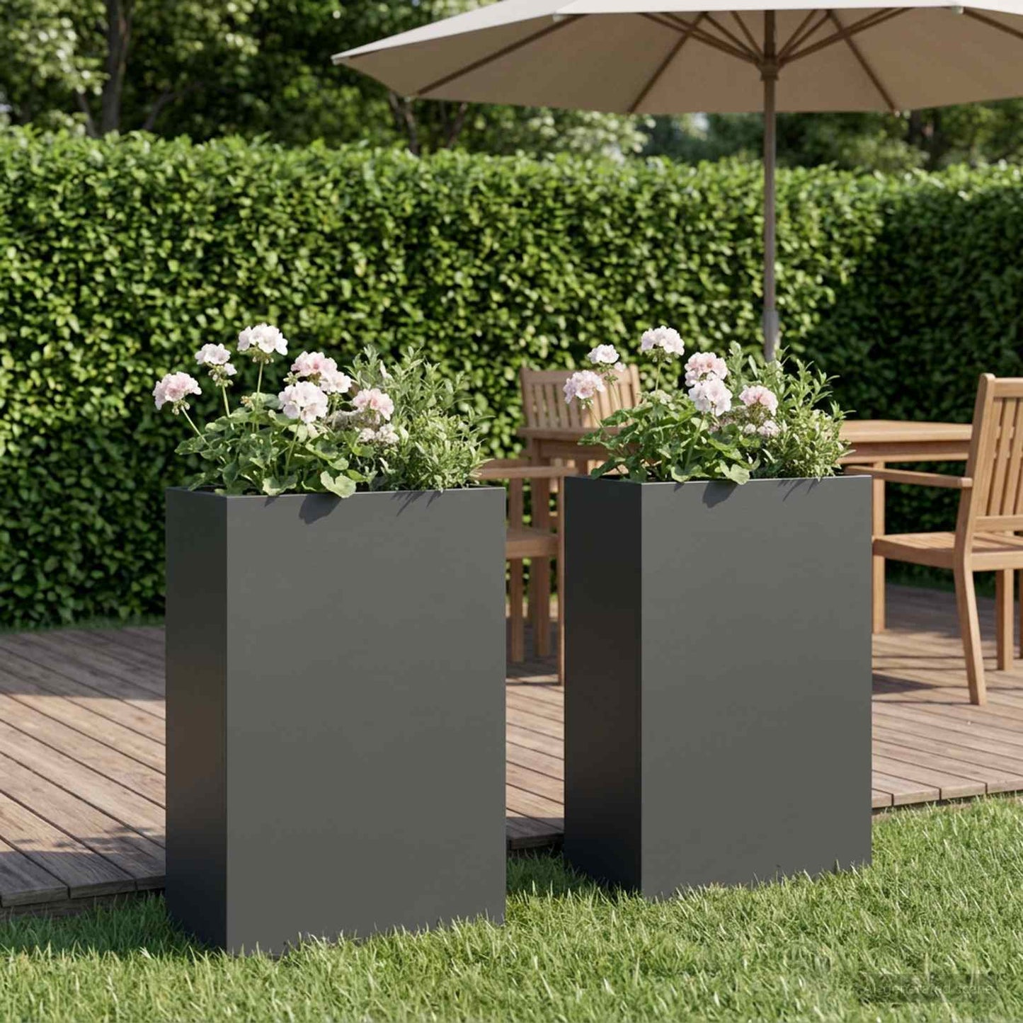 Garden Planter 2 pcs Anthracite 40 x 20 x 75 cm