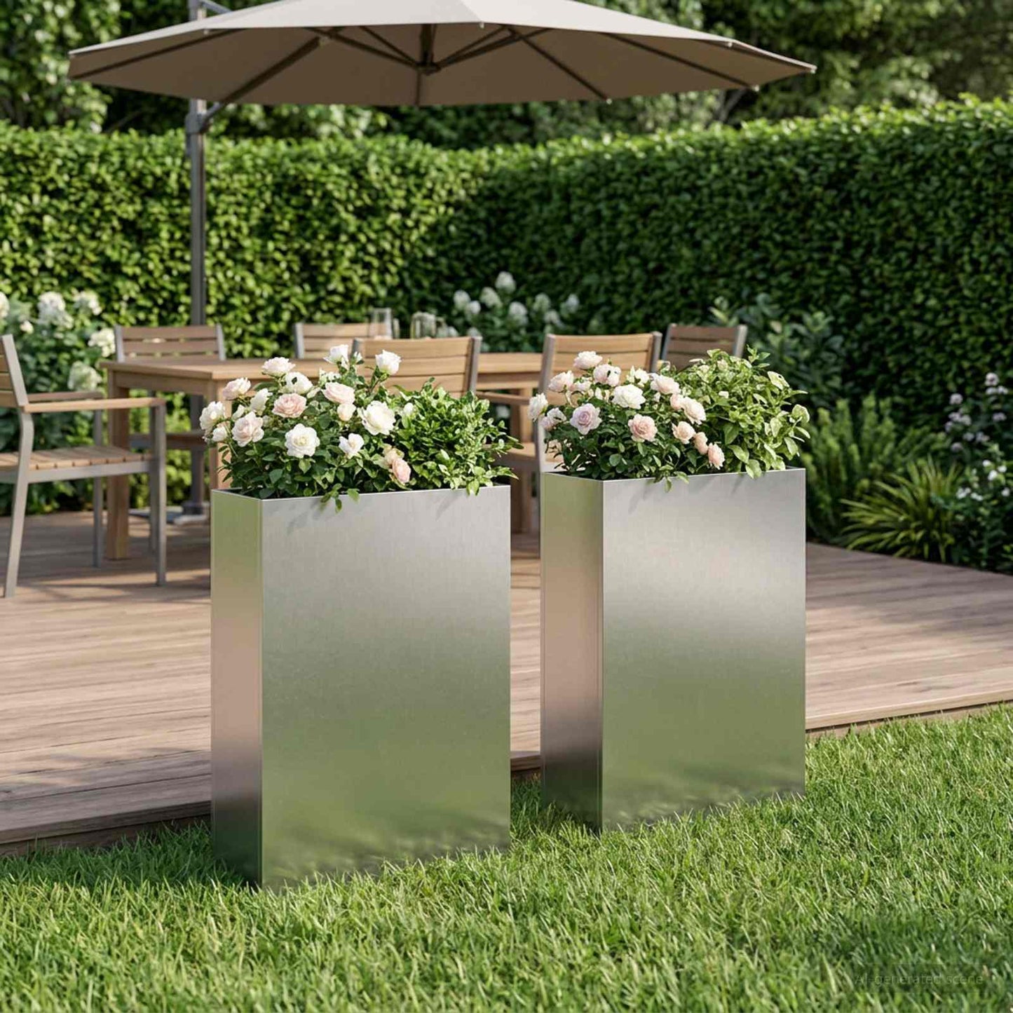 Garden Planter 2 pcs Silver 40 x 20 x 75 cm Stainless Steel