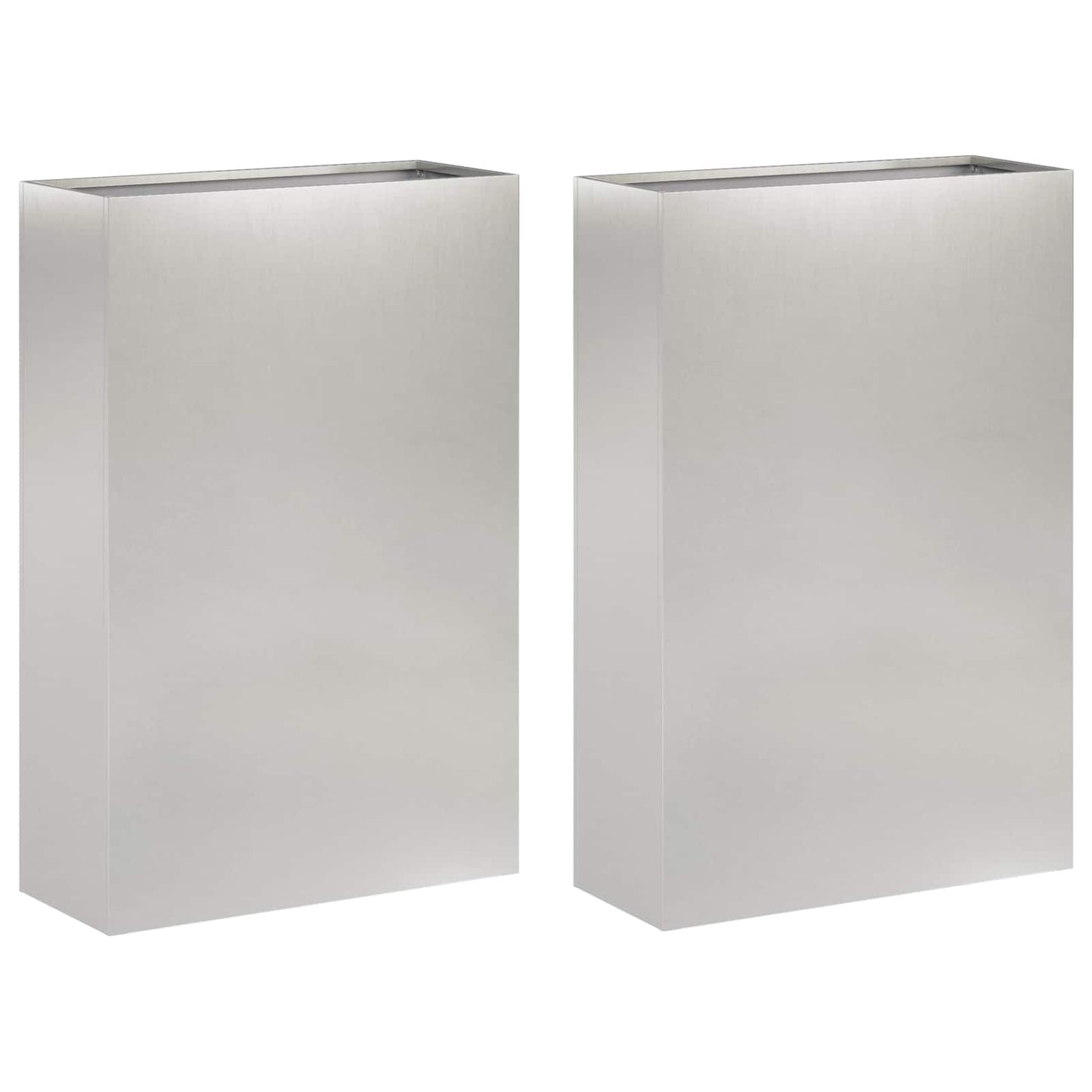 Garden Planter 2 pcs Silver 40 x 20 x 75 cm Stainless Steel