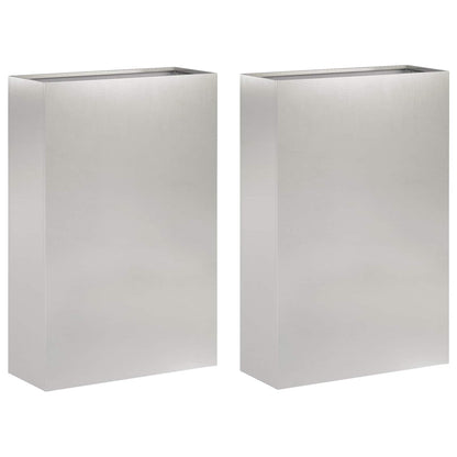Garden Planter 2 pcs Silver 40 x 20 x 75 cm Stainless Steel
