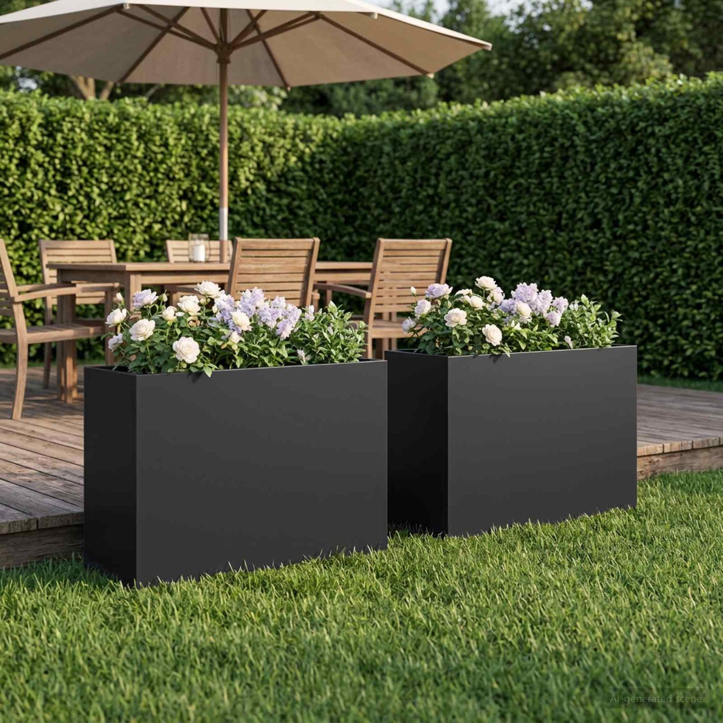 Garden Planter 2 pcs Black 50 x 20 x 40 cm Cold-rolled Steel