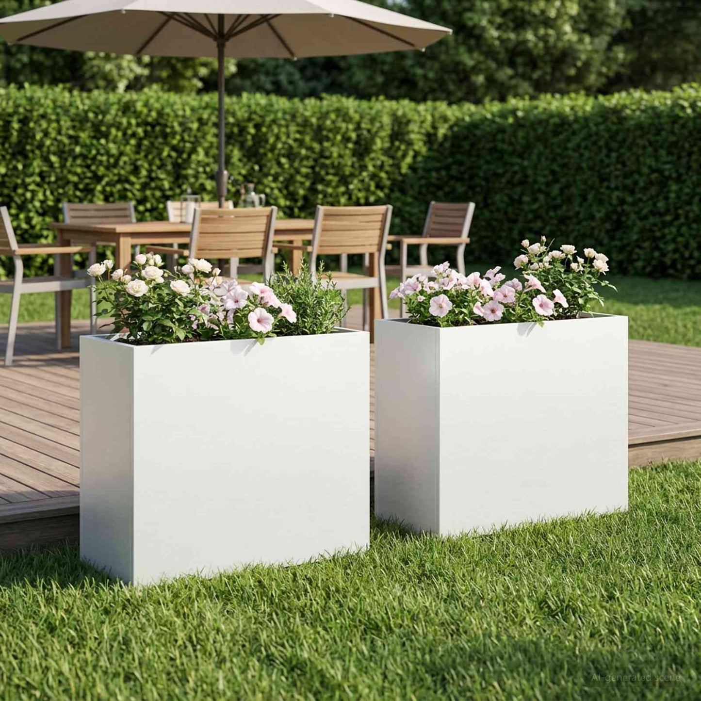 Garden Planter 2 pcs White 50 x 20 x 40 cm Cold-rolled Steel