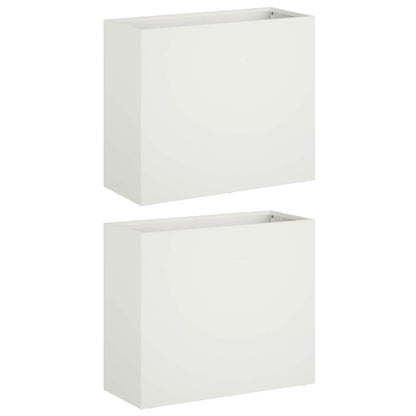 Garden Planter 2 pcs White 50 x 20 x 40 cm Cold-rolled Steel