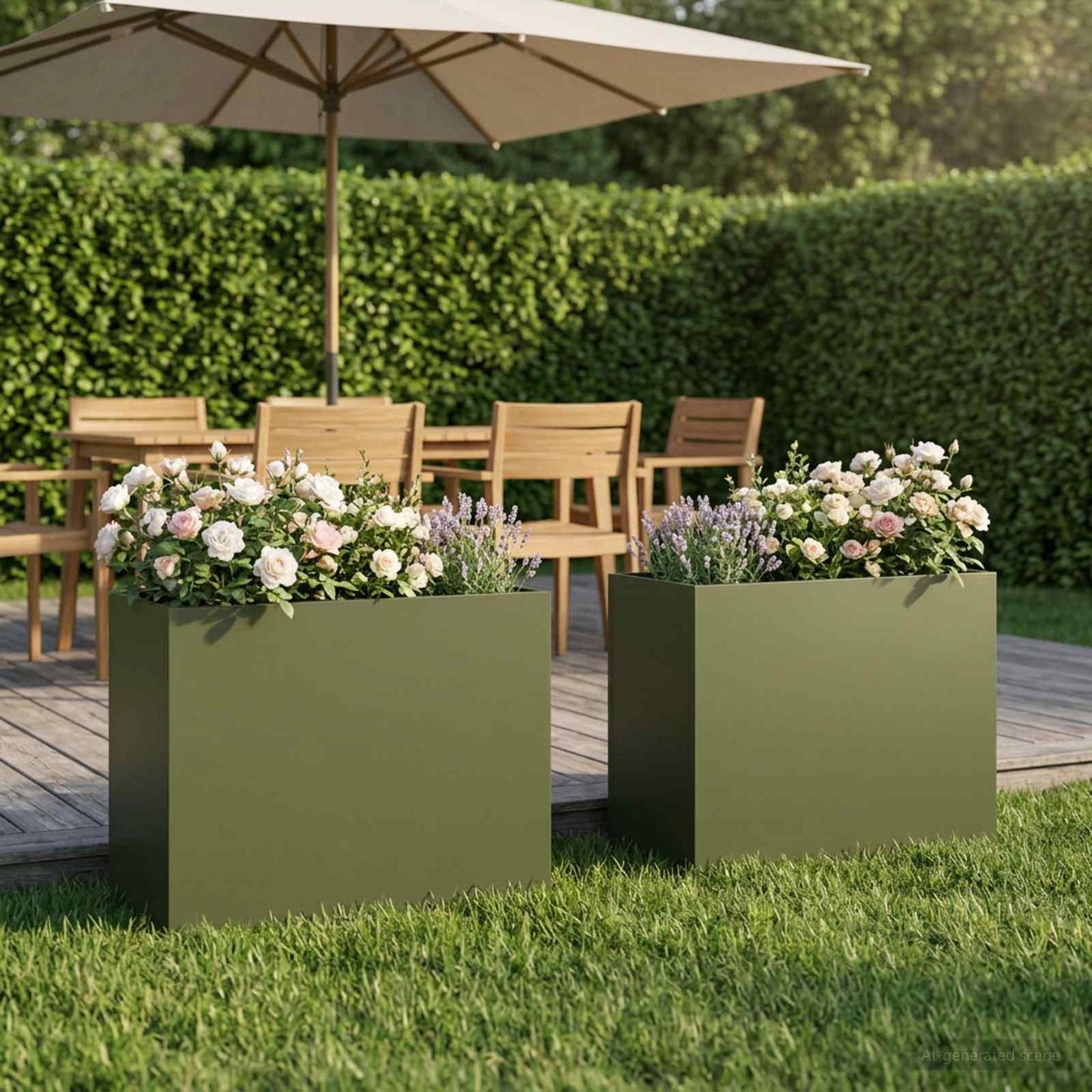 Garden Planter 2 pcs Olive Green 50 x 20 x 40 cm