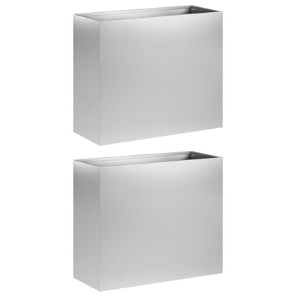 Garden Planter 2 pcs Silver 50 x 20 x 40 cm Galvanised Steel