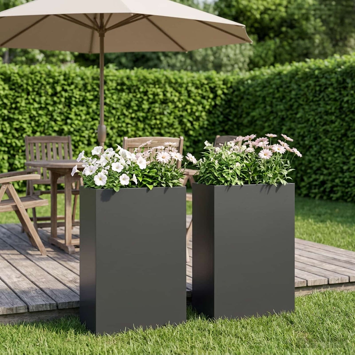 Garden Planter 2 pcs Black 50 x 20 x 75 cm Cold-rolled Steel