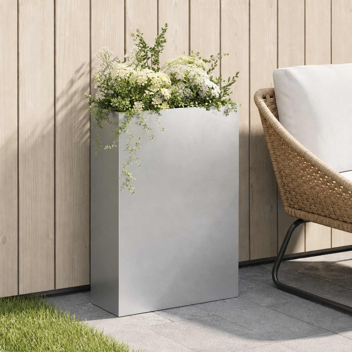 Garden Planter Silver 50 x 20 x 75 cm Stainless Steel