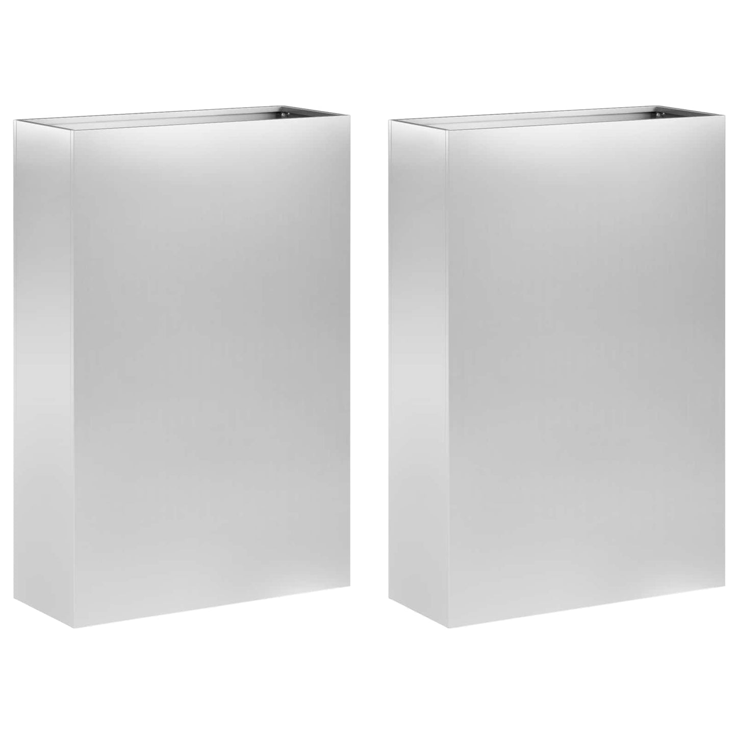 Garden Planter 2 pcs Silver 50 x 20 x 75 cm Galvanised Steel