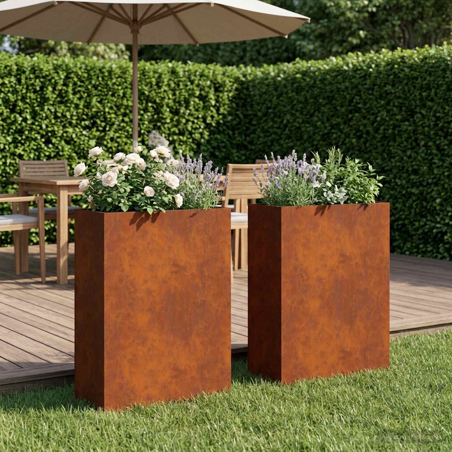 Garden Planter 2 pcs Rusty 50 x 20 x 75 cm Weathering Steel
