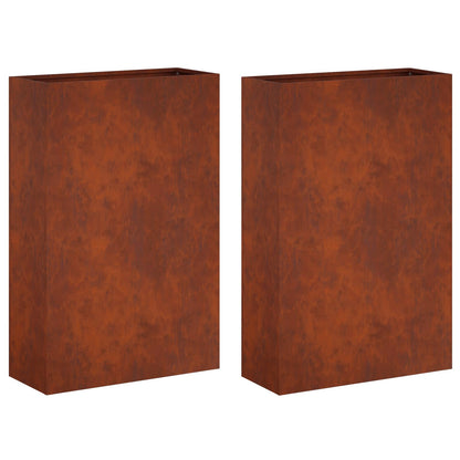 Garden Planter 2 pcs Rusty 50 x 20 x 75 cm Weathering Steel