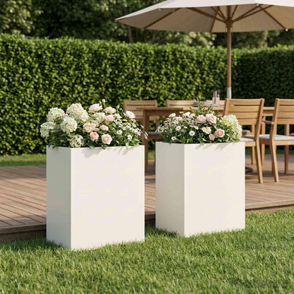 Garden Planter 2 pcs White 40 x 30 x 40 cm Cold-rolled Steel
