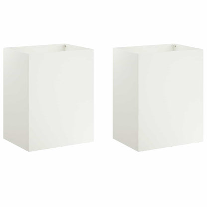 Garden Planter 2 pcs White 40 x 30 x 40 cm Cold-rolled Steel