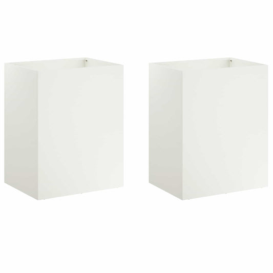 Garden Planter 2 pcs White 40 x 30 x 40 cm Cold-rolled Steel