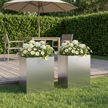 Garden Planter 2 pcs Silver 40 x 30 x 40 cm Stainless Steel