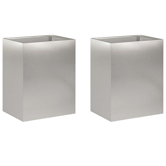 Garden Planter 2 pcs Silver 40 x 30 x 40 cm Stainless Steel