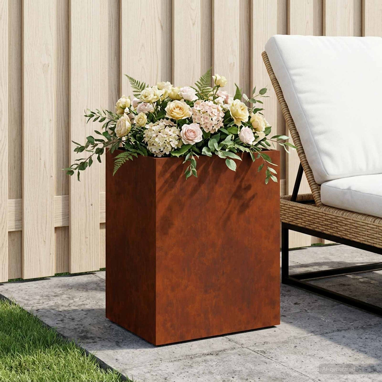 Garden Planter Rusty 40 x 30 x 40 cm Weathering Steel