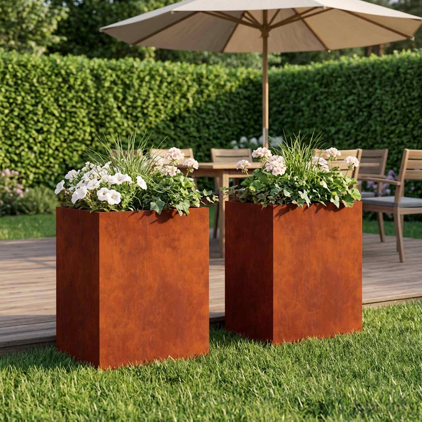 Garden Planter 2 pcs Rusty 40 x 30 x 40 cm Weathering Steel