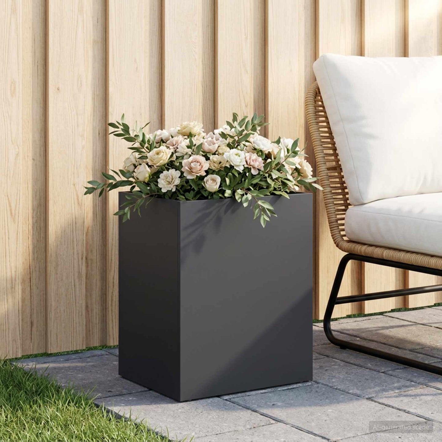 Garden Planter Black 40 x 30 x 50 cm Cold-rolled Steel