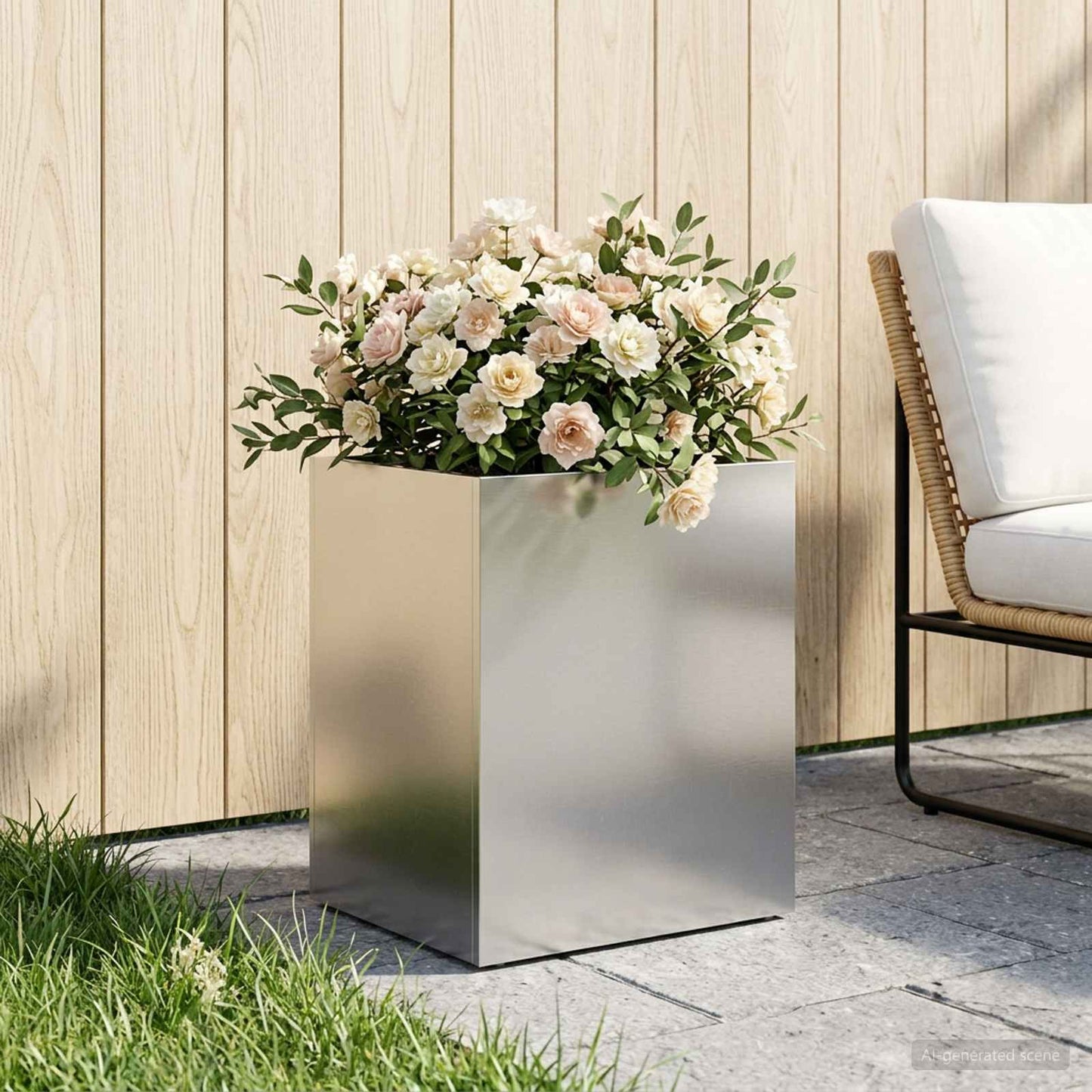 Garden Planter Silver 40 x 30 x 50 cm Stainless Steel