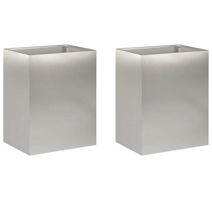 Garden Planter 2 pcs Silver 40 x 30 x 50 cm Stainless Steel