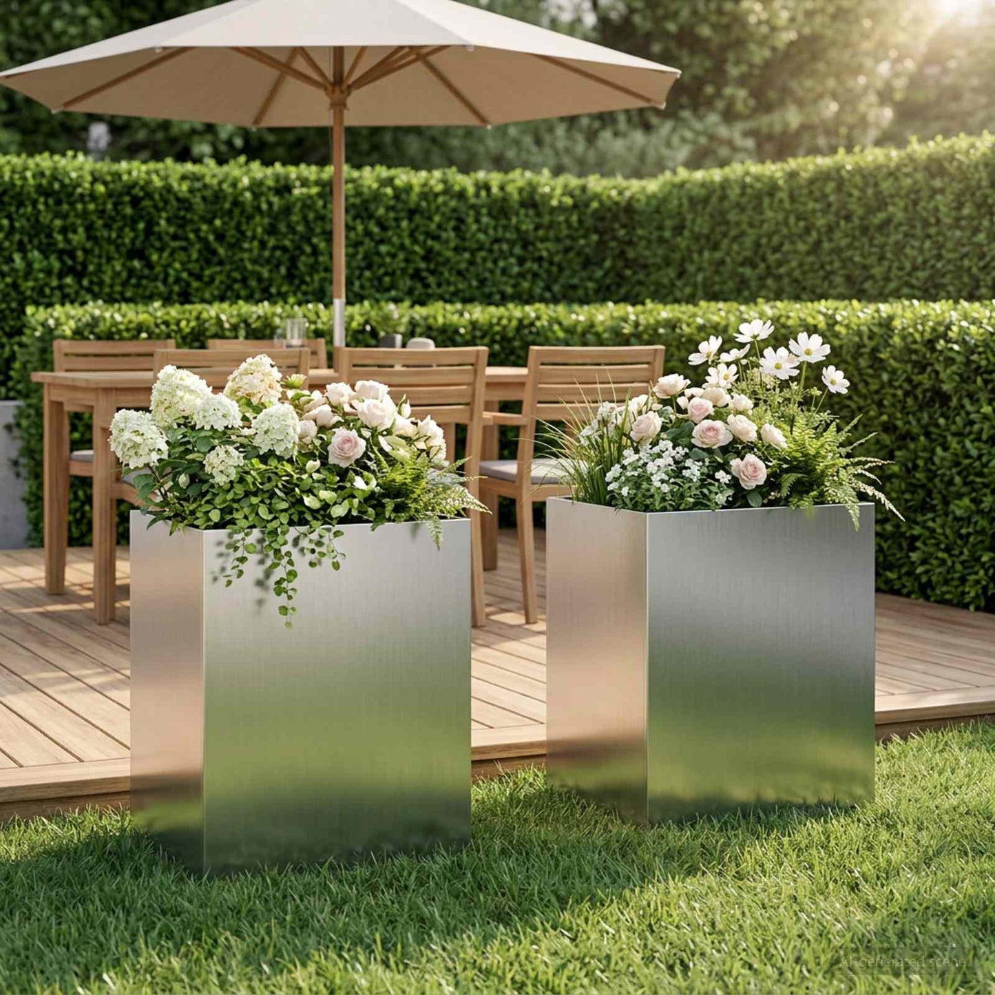 Garden Planter 2 pcs Silver 40 x 30 x 50 cm Galvanised Steel