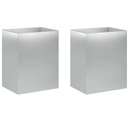 Garden Planter 2 pcs Silver 40 x 30 x 50 cm Galvanised Steel