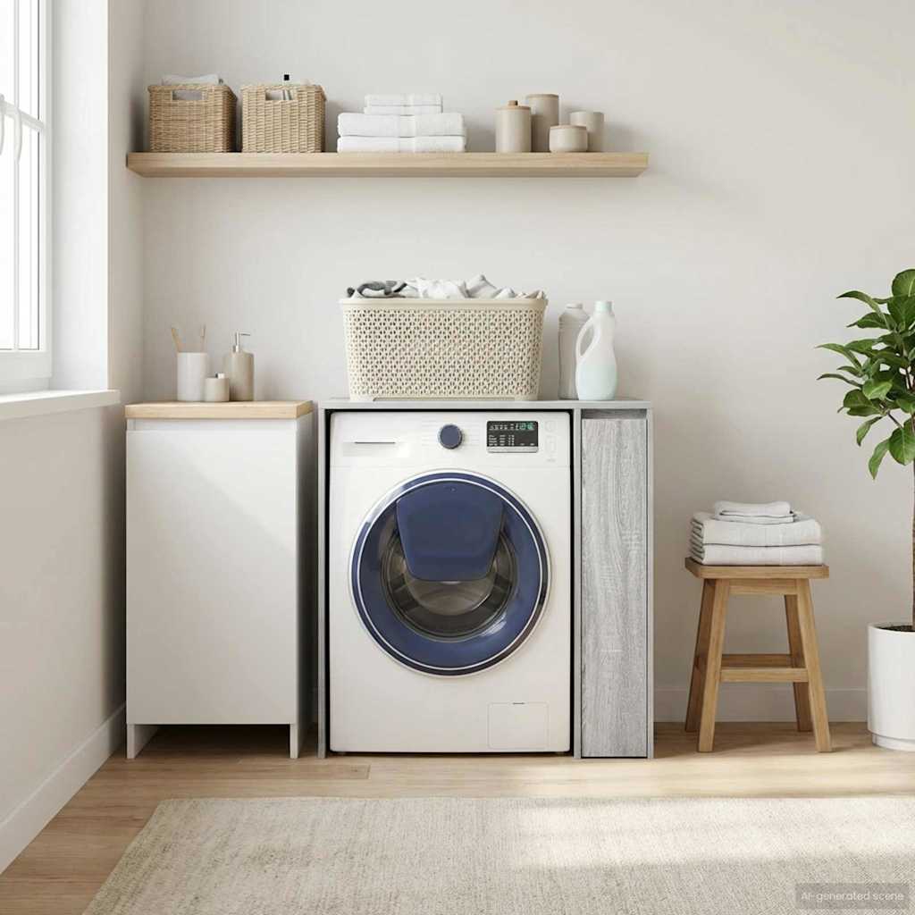 Wash Machine Cabinet with Storage Grey Sonoma 87 x 60 x 89 cm
