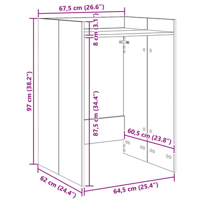 Wash Machine Cabinet with Storage Black Oak 67.5 x 62 x 97 cm