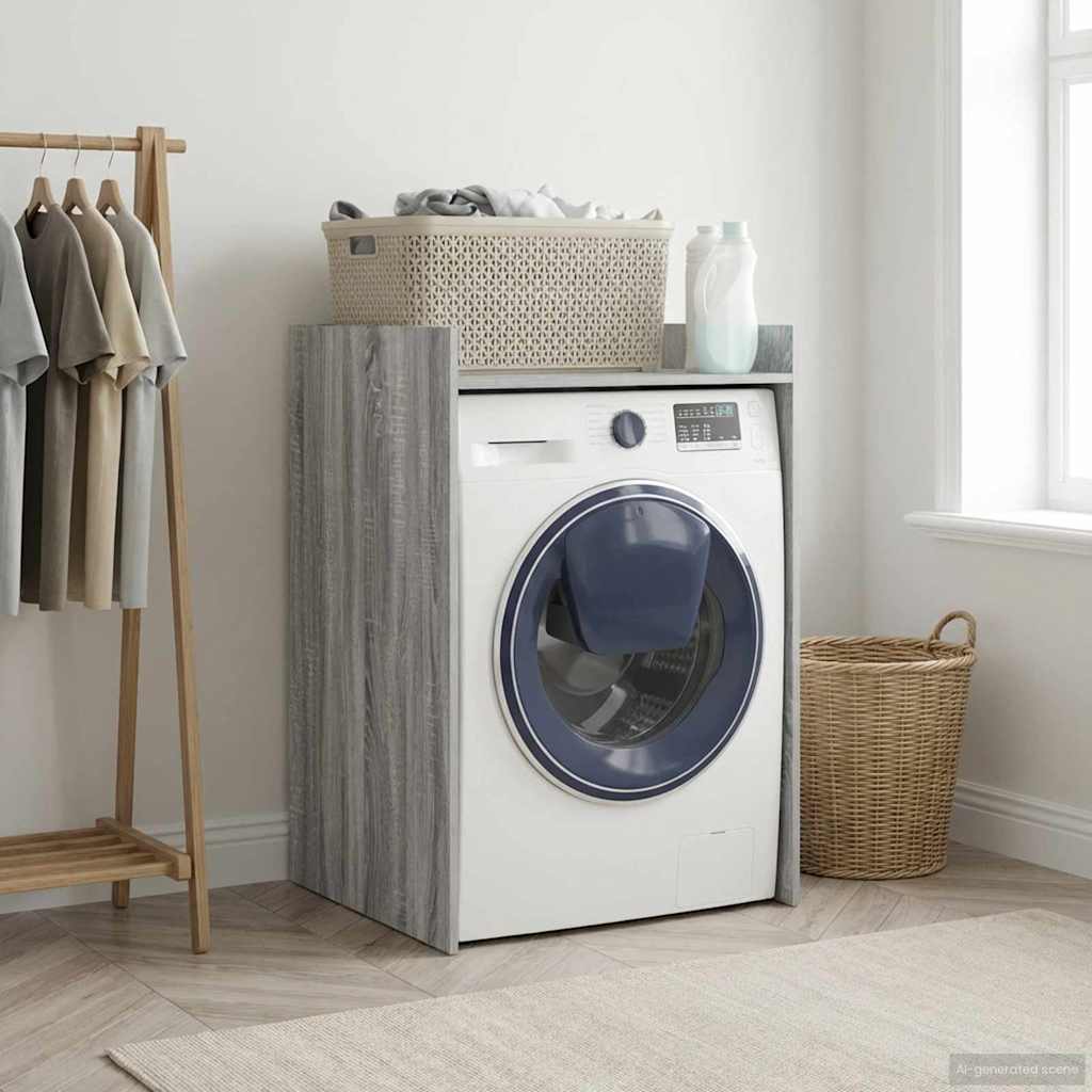 Wash Machine Cabinet with Storage Grey Sonoma 67.5 x 62 x 97 cm