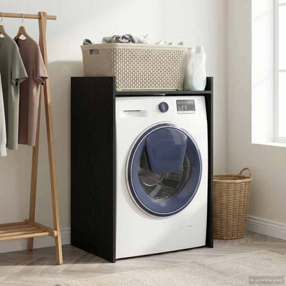 Wash Machine Cabinet with Storage Black Oak 67.5 x 48 x 97 cm