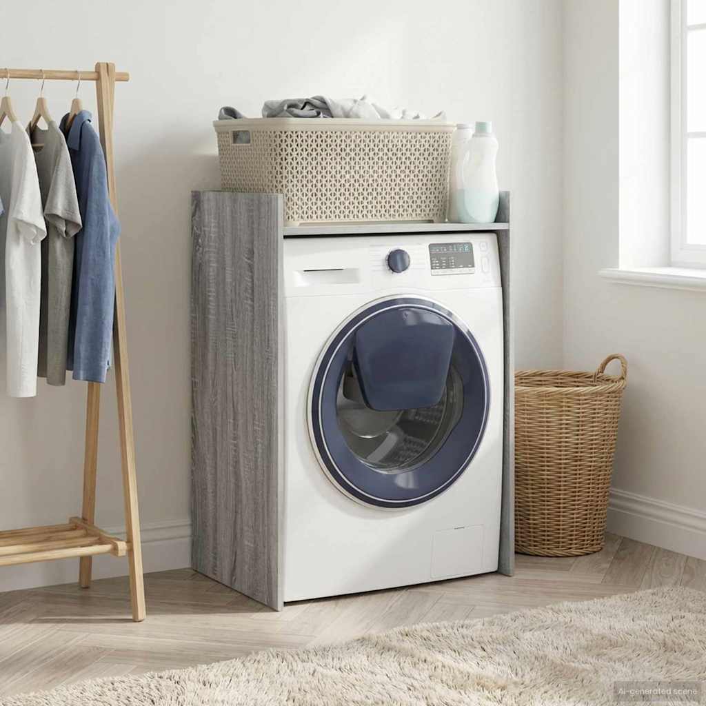 Wash Machine Cabinet with Storage Grey Sonoma 67.5 x 48 x 97 cm