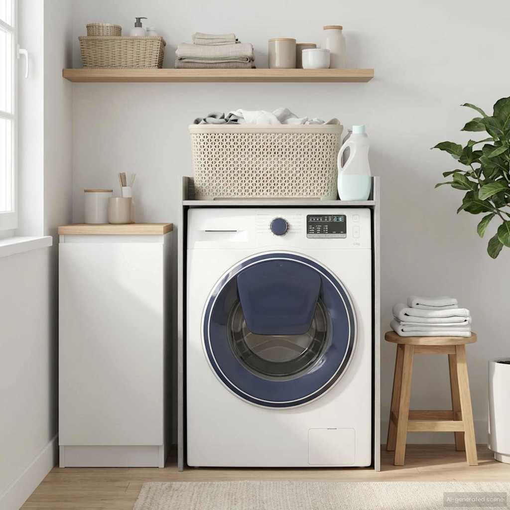 Wash Machine Cabinet with Storage Grey Sonoma 67.5 x 48 x 97 cm