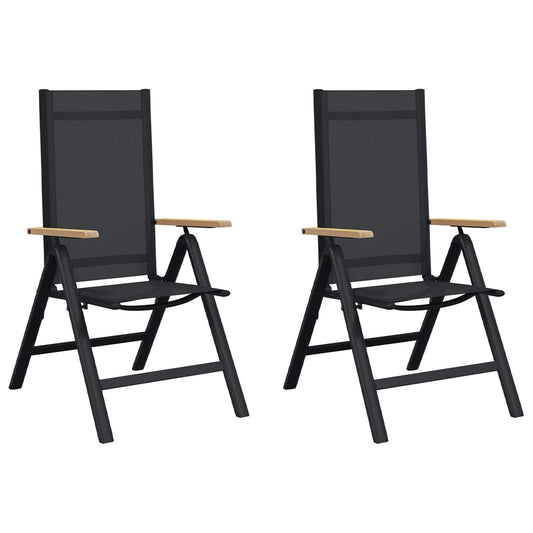 Reclining Garden Chairs 2 pcs Black Textilene