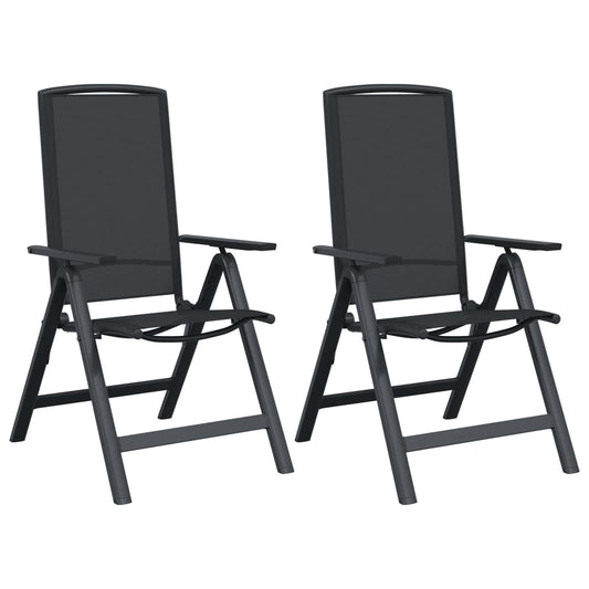 Reclining Garden Chairs 2 pcs Black Textilene