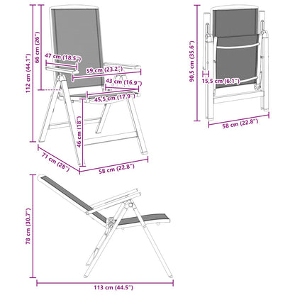Reclining Garden Chairs 2 pcs Black 58 x 71 x 112 cm Textilene