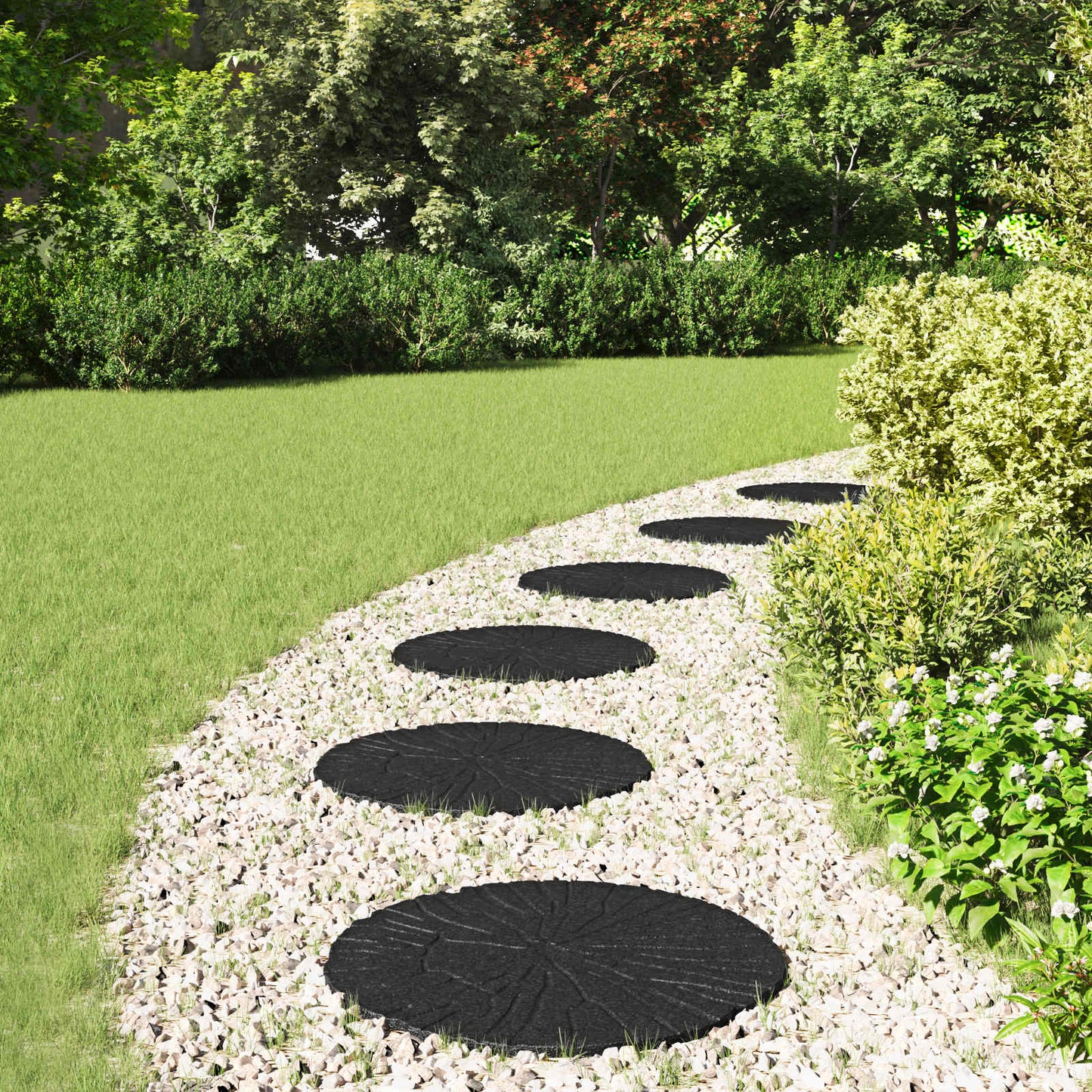 Stepping Stone 6 pcs Black Ø 17.72 x 0.71 in Rubber