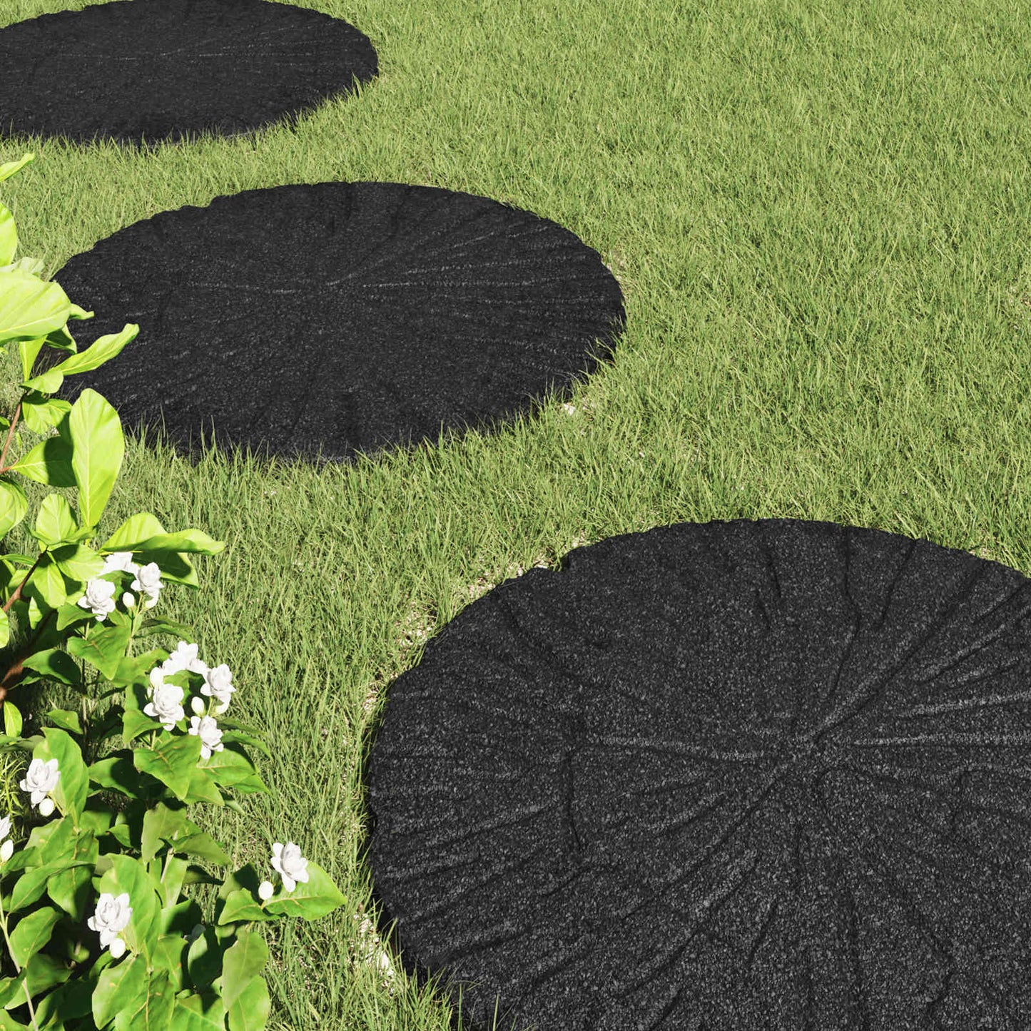 Stepping Stone 6 pcs Black Ø 17.72 x 0.71 in Rubber