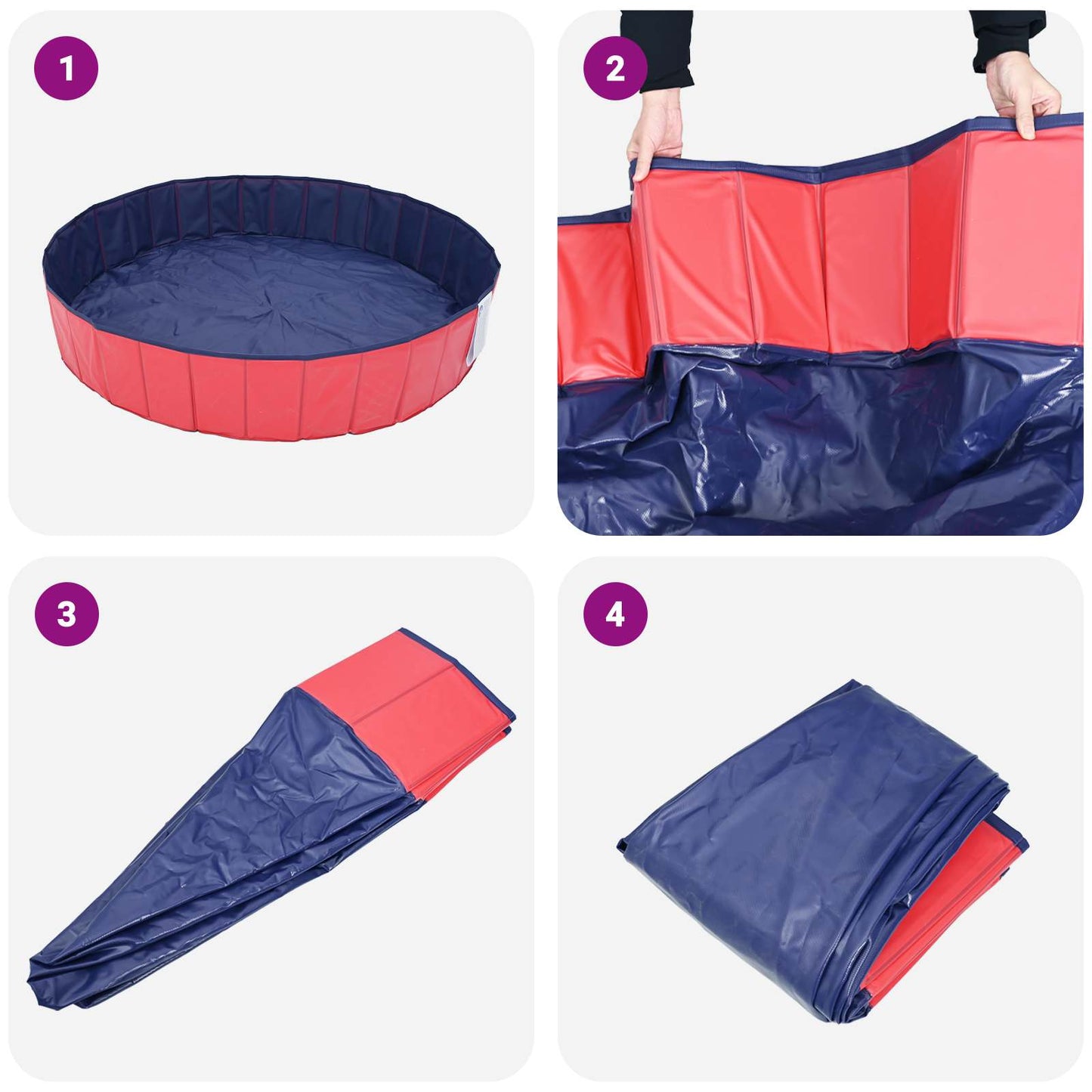 Dog Pool Folding Red Ø200 x 30 cm Thick PVC