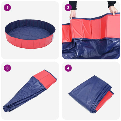 Dog Pool Folding Red Ø300 x 38 cm Thick PVC
