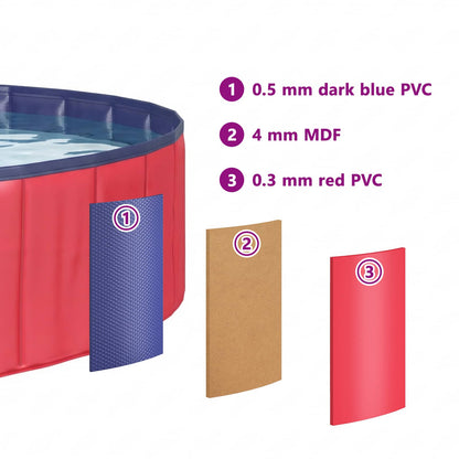 Dog Pool Folding Red Ø300 x 38 cm Thick PVC