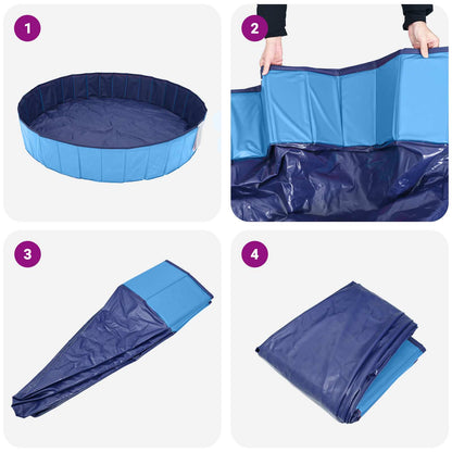 Dog Pool Folding Blue Ø300 x 38 cm Thick PVC