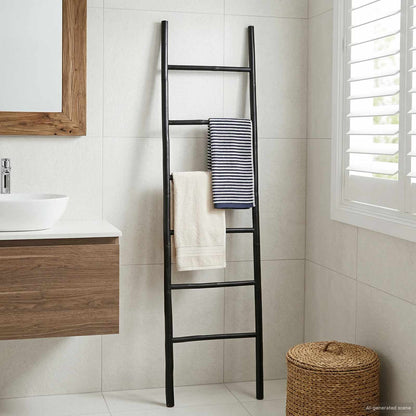 Blanket Ladder Black 50 x 190 cm Bamboo