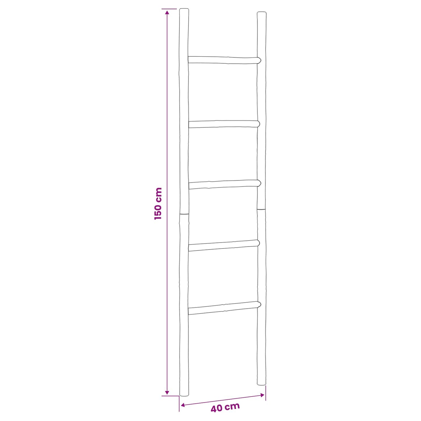 Blanket Ladder Black 40 x 150 cm Bamboo