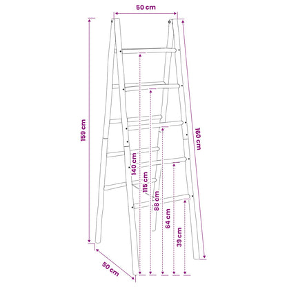 Double-Sided Blanket Ladder Black 50 x 50 x 159 cm Bamboo
