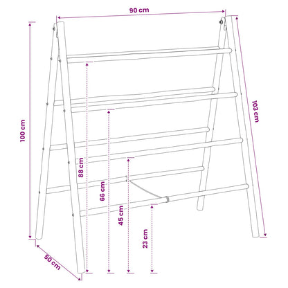 Double-Sided Blanket Ladder Black 90 x 50 x 100 cm Bamboo